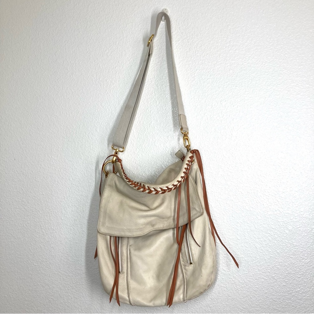 Christopher Kon large hobo Bag Boho Ivory Genuine pebbled leather Crossbody